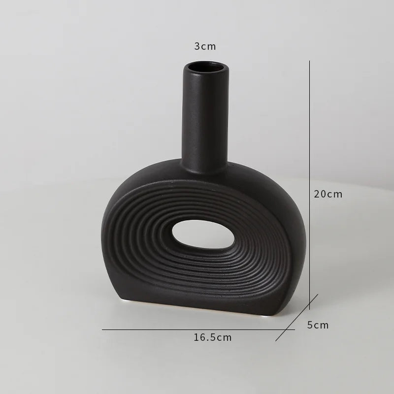 Afralia™ Striped Ceramic Vase - Geometric Pattern Room Decor