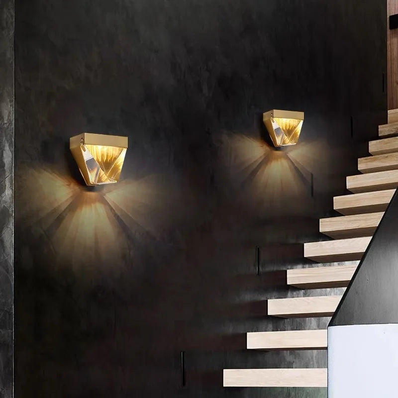 Afralia™ Crystal LED Wall Sconce: Elegant Chrome/Gold Bedside Lamp for Home/Hotel Interiors