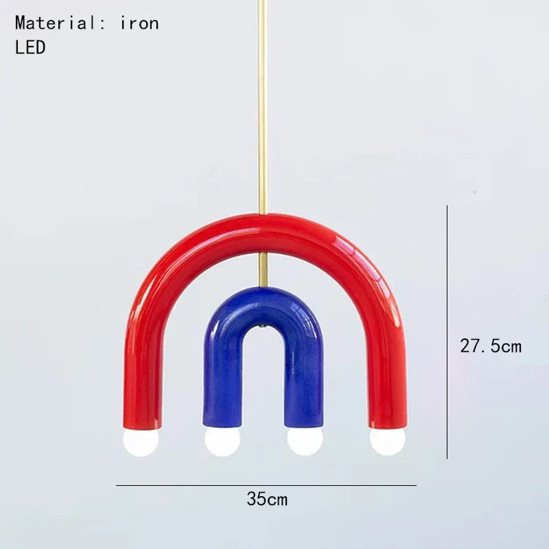 Afralia™ Rainbow LED Metal Chandelier Pendant Light for Bedroom Dining Room
