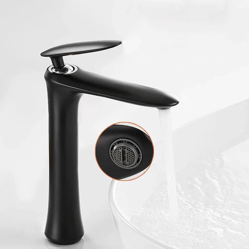 Afralia™ Black & White Brass Bathroom Faucet with Single Lever Control