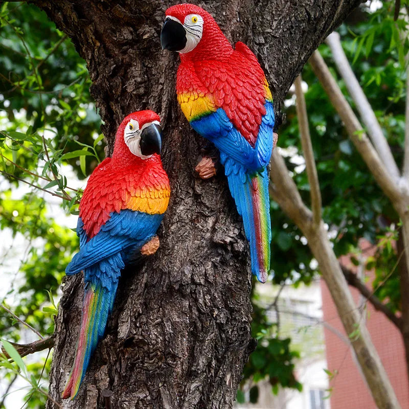 Afralia™ Parrot Figurine: Wall Hanging Decoration & Garden Sculpture