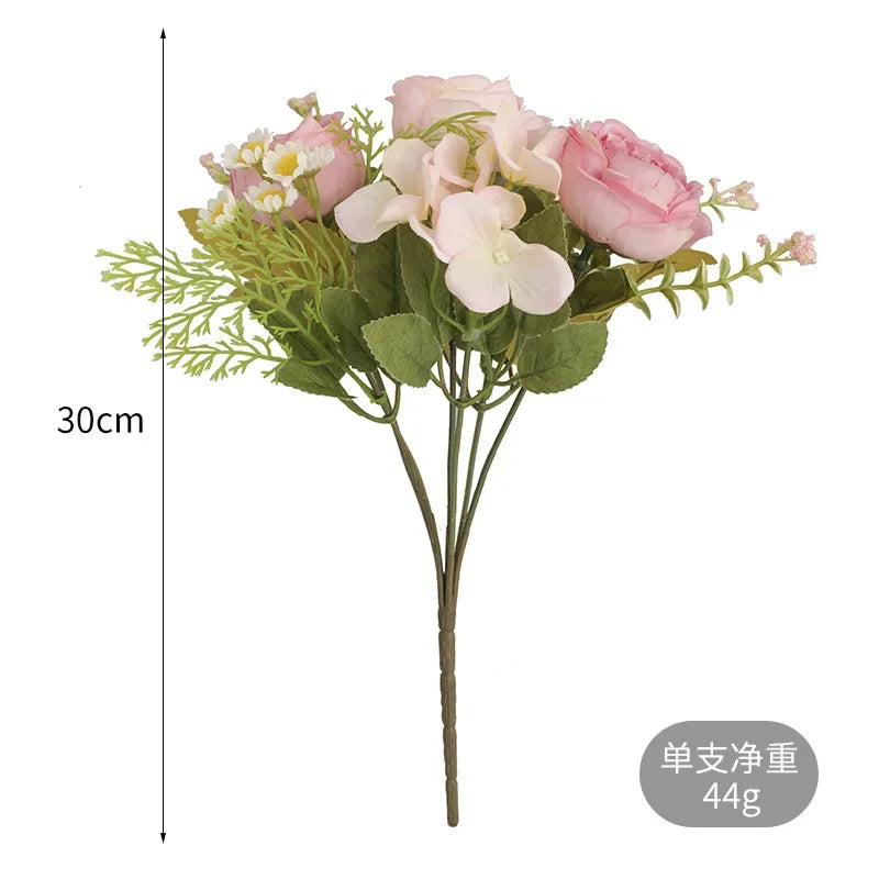 Afralia™ Peony Silk Rose Bouquet Vase Home Wedding Christmas Decoration Bouquet