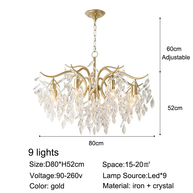 Afralia™ Crystal Bedroom Living Room Ceiling Chandelier Glossy Lamps