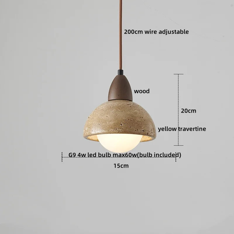 Afralia™ Travertine LED Pendant Lights: Natural Stone Creative Design for Living Room & Bedroom