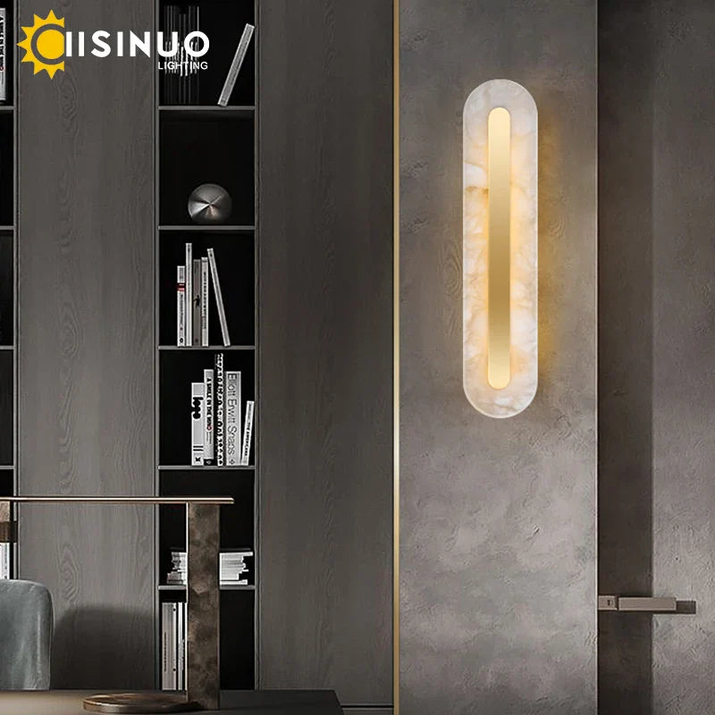 Afralia™ Marble Wall Light: Modern Copper Gold LED Sconce for Bedroom Hotel Corridors