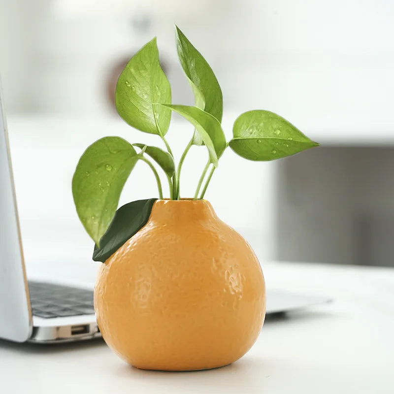 Afralia™ Orange Ceramic Vase Pomelo Flower Arrangement Home Decoration