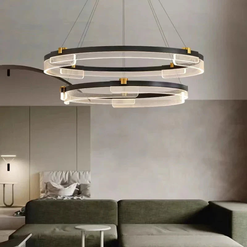 Afralia™ Circle LED Chandelier for Modern Living Room and Bedroom Decor