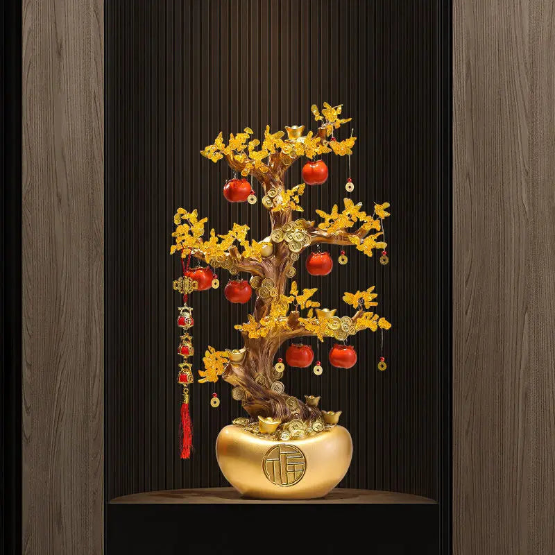 Afralia™ Money Tree Feng Shui Sculpture for Home Hotel Bookshelf Ornament