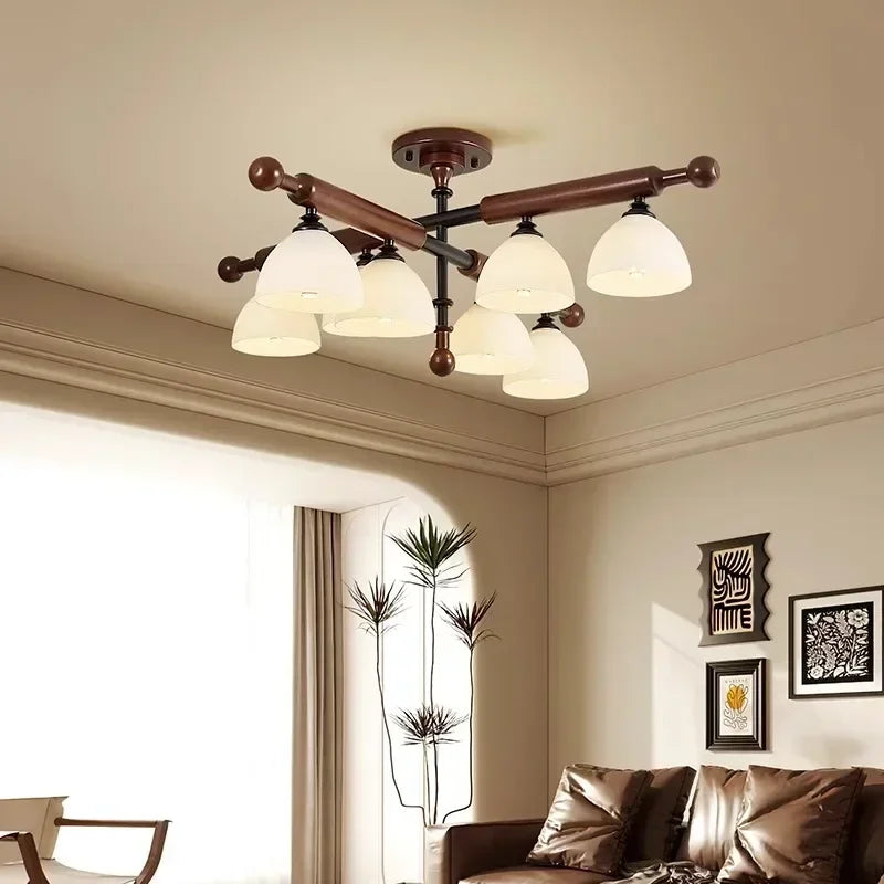 Afralia™ Wood Pendant Light Retro Design LED Chandelier for Home Decor and Lighting