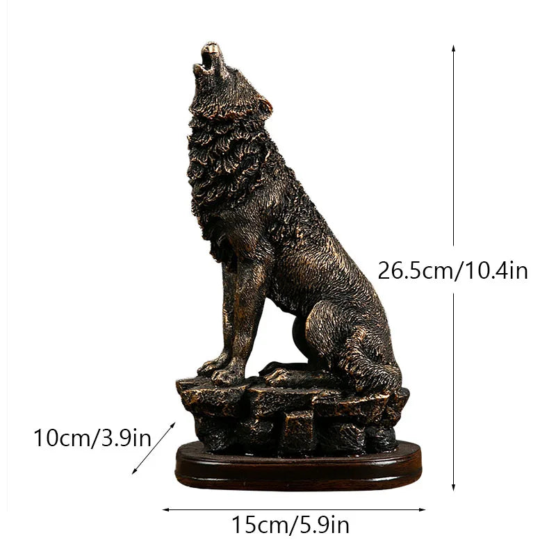 Afralia™ Roaring Wolf Resin Statue for Interior Office Desktop Decor