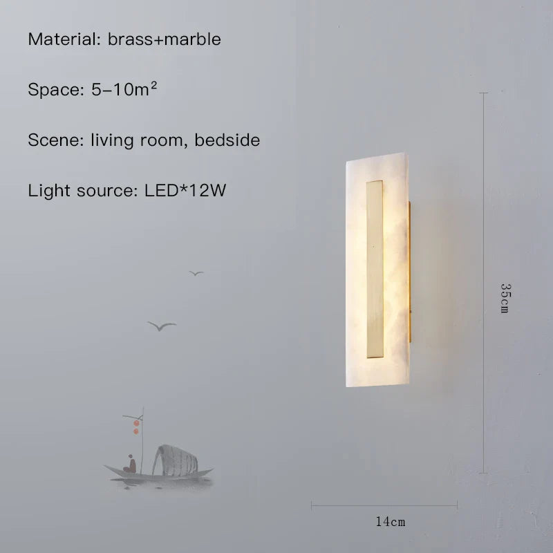 Afralia™ Marble LED Wall Sconce for Bedroom Living Room Hallway Hotel Decor