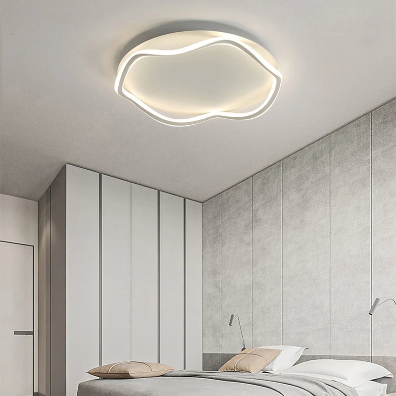 Afralia™ Modern Wave-Shaped LED Ceiling Lamps with Remote Control Dimming for Versatile Home Decor