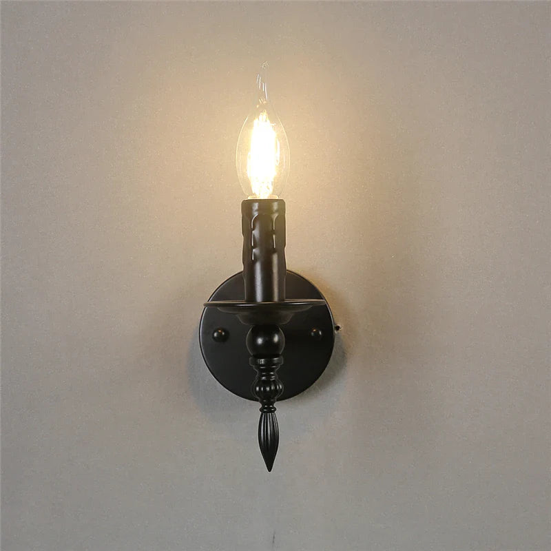 Afralia™ Nordic Vintage Iron Wall Sconces, Black LED E14 Lights, American Retro Loft Fixtures