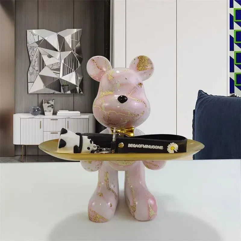 Afralia™ Graffiti Bear Figurine Home Decor Sculpture Shelf Statue Table Gift