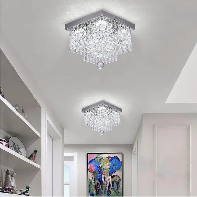 Afralia™ Crystal Square Ceiling Lamp: Elegant Lighting for Corridor, Ladder, Entrance