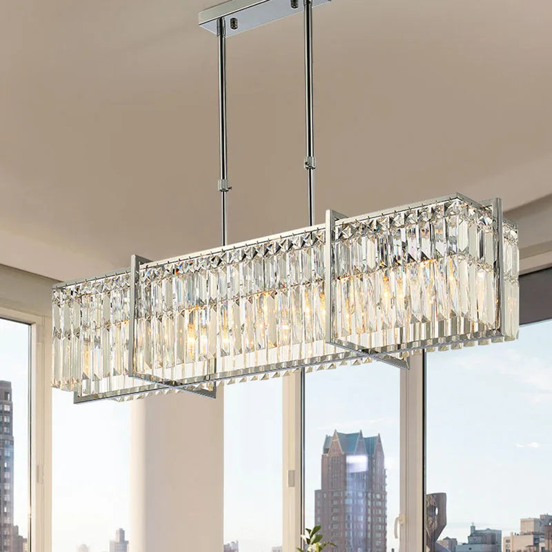 Afralia™ Crystal Chandelier: Modern Rectangular Lighting for Living Room, Dining Room, Bar