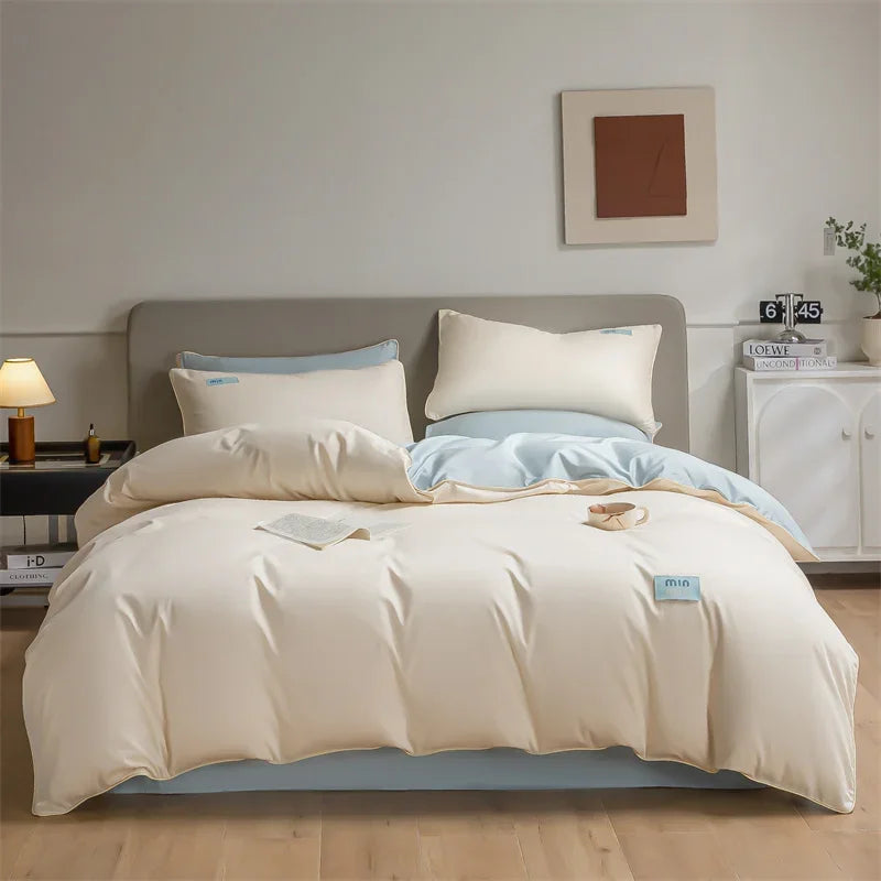 Afralia™ 100% Egyptian Cotton Solid Color Bedding Set - Queen King Single Size