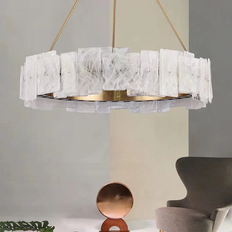 Afralia™ Cloud Glass Chandelier LED Pendant Light for Parlor Bedroom Dining Room.