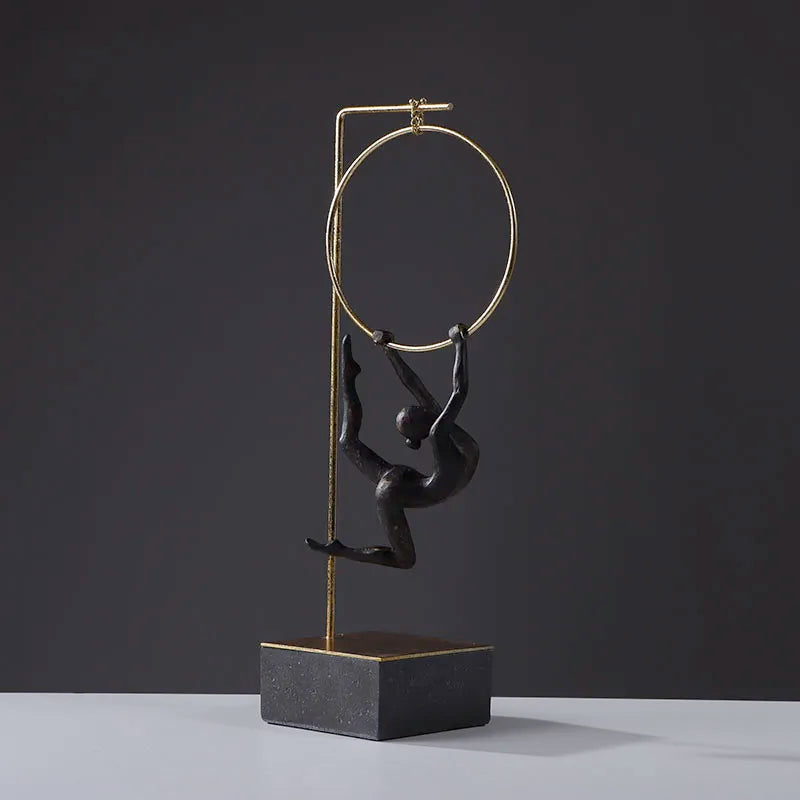 Afralia™ Gymnastic Acrobat Resin Sculpture Ornaments for Living Room Decor