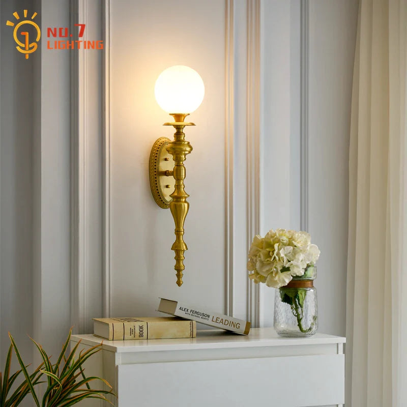 Afralia™ Medieval Copper Wall Lamp LED G9 Gold Lustre Vintage for Bedroom Living Room