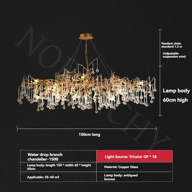 Afralia™ French Crystal Chandelier: Full Copper, High Grade, LED, Elegant for Dining Room & Living Room