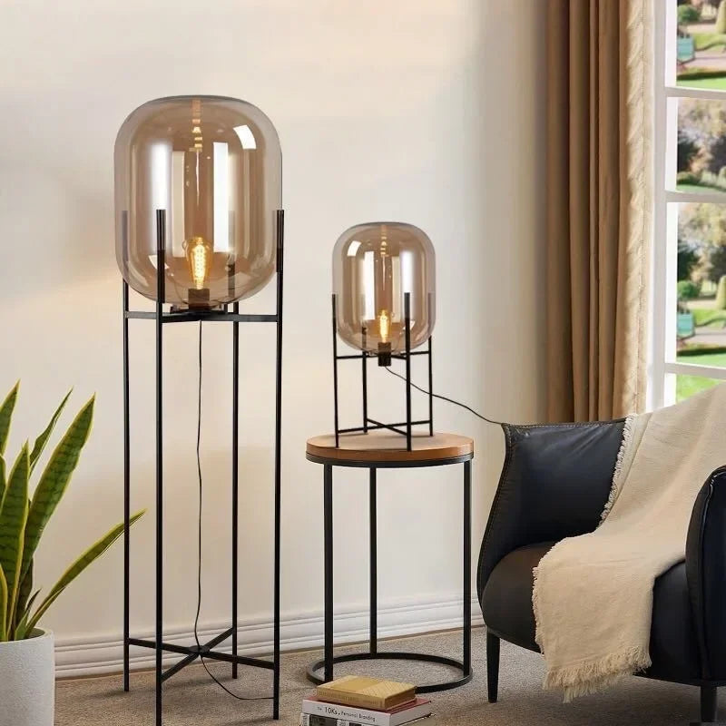 Afralia™ Oda Pulpo Glass Bubble Floor Lamp LED Iron Art Decorative Standing Light