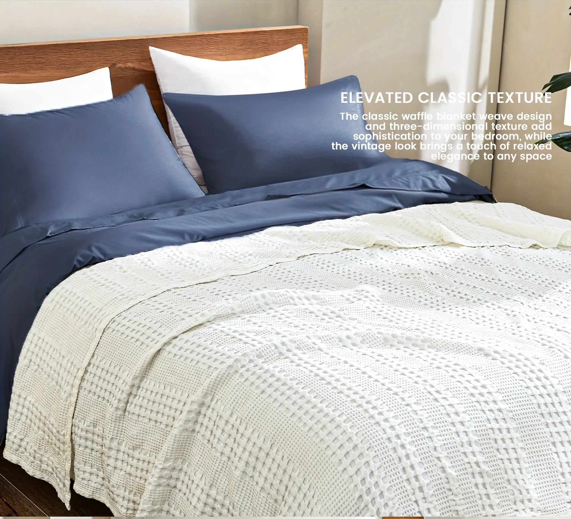 Afralia™ Bamboo Cotton Waffle Blanket - Lightweight Breathable Blanket