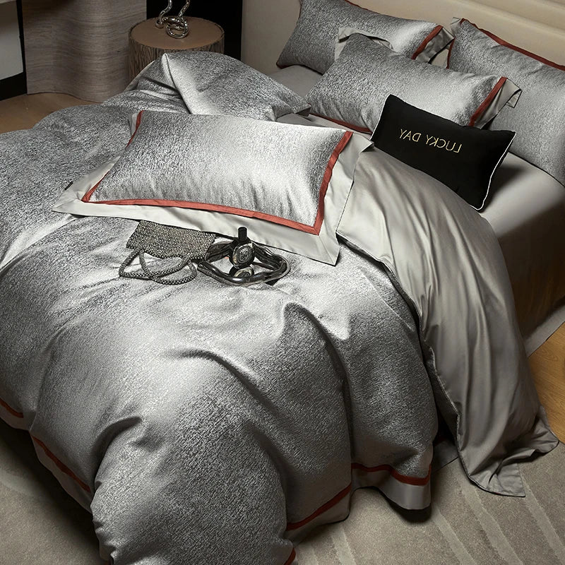 Afralia™ Luxury Yarn-dyed Jacquard Bedding Set: Duvet, Sheet, Pillowcases