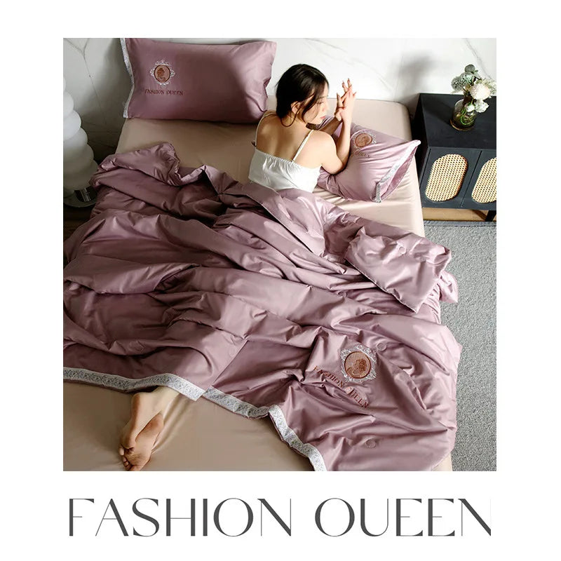 Afralia™ Summer Ice Rayon Cooling Quilted Queen Blanket - Silky Breathable Comforter