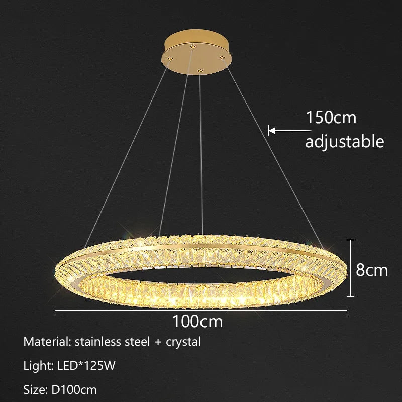 Afralia™ Modern Crystal Chandelier LED Pendant Lamp for Elegant Home Decor