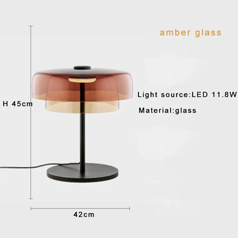 Afralia™ Glass Mushroom Table Lamp Luxury Minimalist Desk Light Nightstand Decor