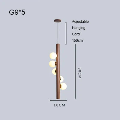 Afralia™ Burly Wood Walnut Glass Pendant Light for Living Room Bar Foyer