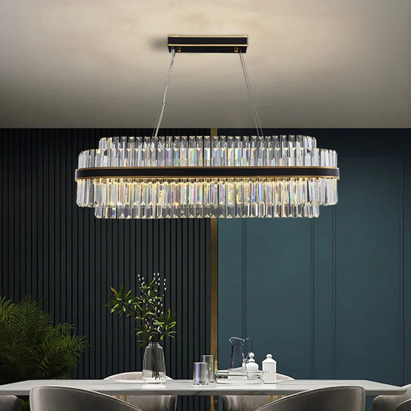 Afralia™ Luxury Circular Crystal LED Pendant Lights for Modern Living & Dining Rooms