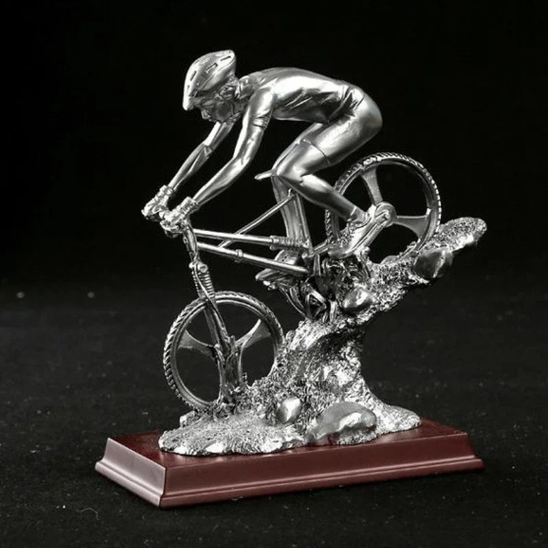 Afralia™ Mountain Bike Cyclist Sculpture: Realistic Resin Sportsman Figure for Home Decoration