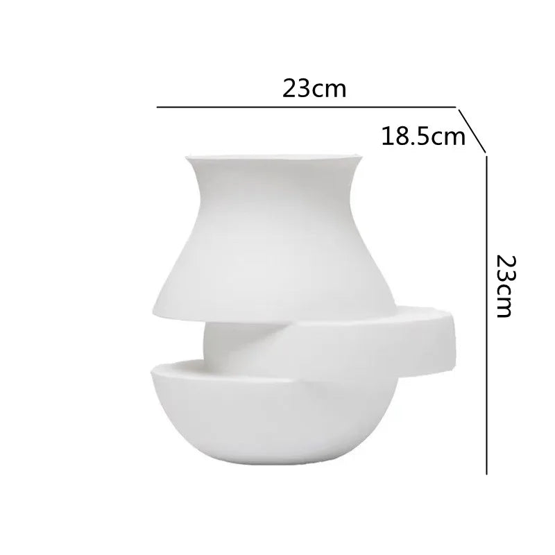 Afralia™ Geometric Monochrome Vase Resin Art Decoration Home Accessories