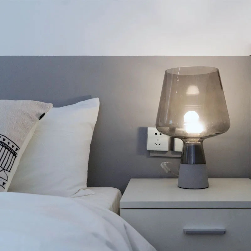 Afralia™ Leimu Cement Table Lamp - Modern Industrial Glass Desk Light