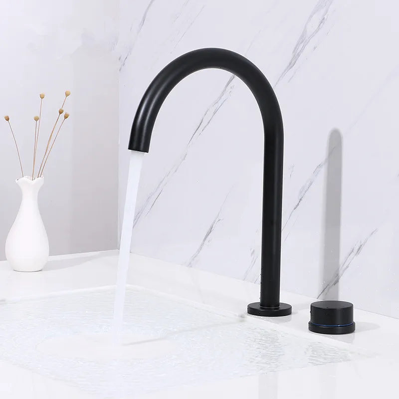 Afralia™ Brushed Gold Widespread Basin Faucet - Two Hole Bathroom Sink Tap