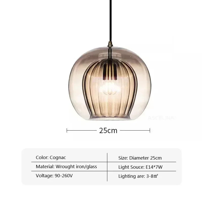 Afralia™ Nordic Glass Pendant Light LED Hanging Lamp for Home Indoor Decor