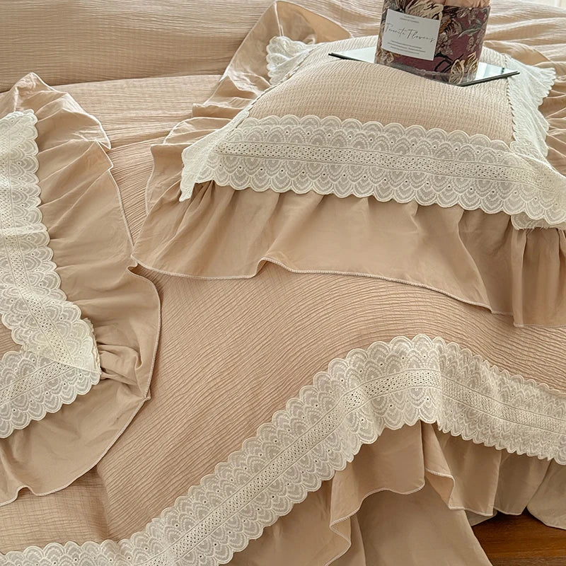 Afralia™ French Lace Ruffles Bedding Set - Soft and Skin-friendly Duvet Cover Set