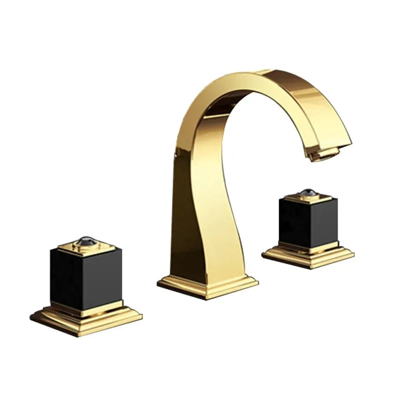 Afralia™ Chrome Brass Bathroom Faucet | Waterfall Sink 3-Hole Widespread Tap