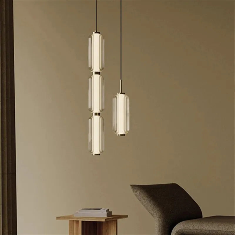 Afralia™ Glass Staircase Pendant Light: American Retro Minimalist Restaurant Foyer Artistic Lamp