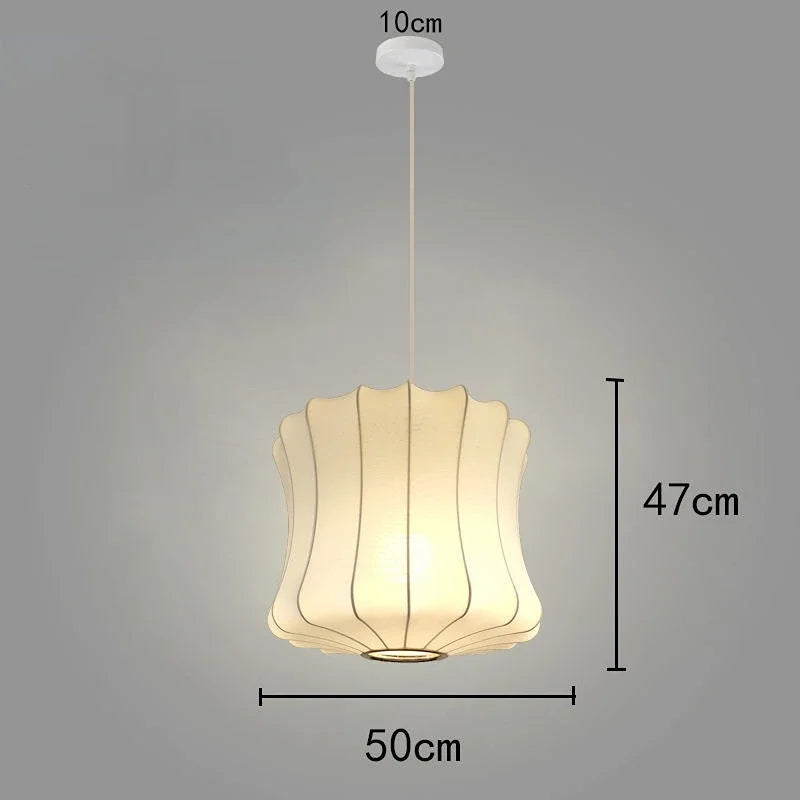 Afralia™ Nordic Fabric Lantern Pendant Chandelier for Bedroom Living Room Home Decor