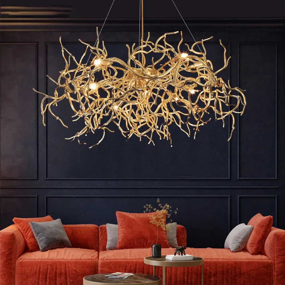 Afralia™ Luxury LED Copper Chandelier for Home Hotel Restaurant Living Room Decor