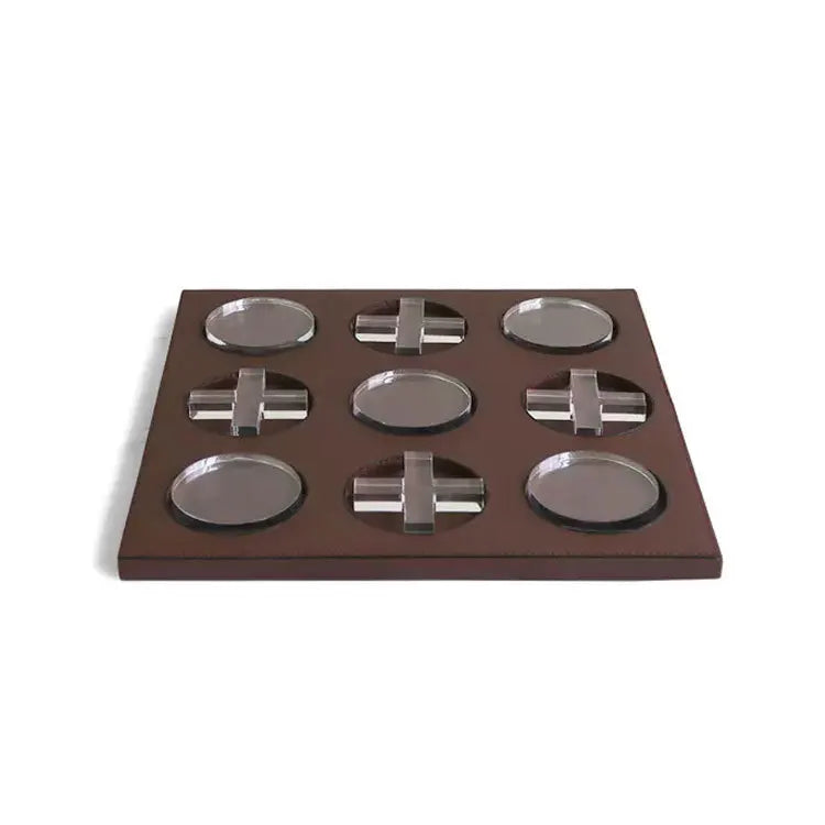 Afralia™ Geometric Checkerboard Grid Leather Chess Transparent Chessboard Home Decor Figurines