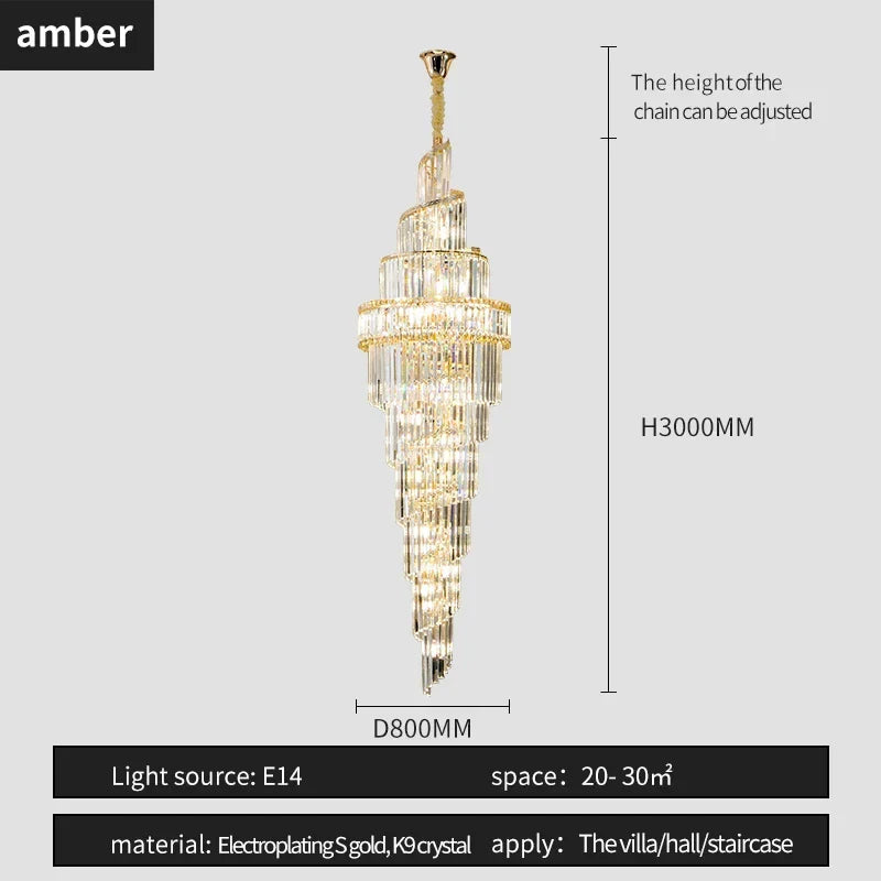 Afralia™ K9 Deluxe Crystal Pendant Chandelier: Dazzling LED Ceiling Light for Modern Elegance