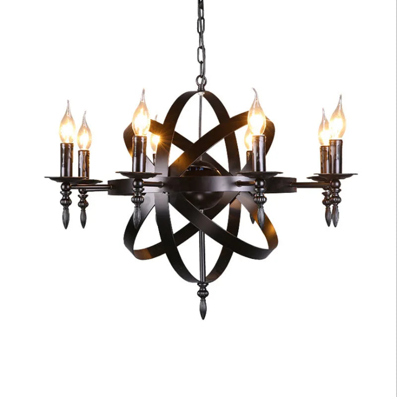 Afralia™ Iron Chandelier: Retro Industrial Globe Lighting for Living Room, Kitchen, Dining Room