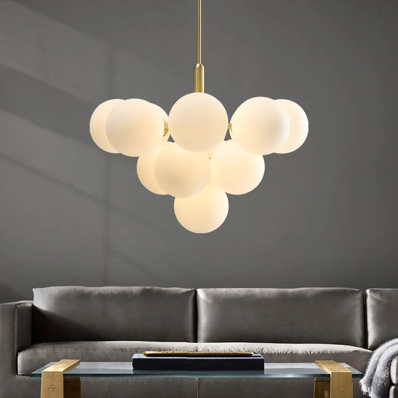 Afralia™ Glass Balls Chandelier: Modern Gold Pendant Lighting for Living Room & Dining Area