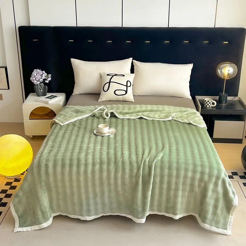 Afralia™ Plush Flannel Sofa Blanket Double Sided Velvet Nap Shawl