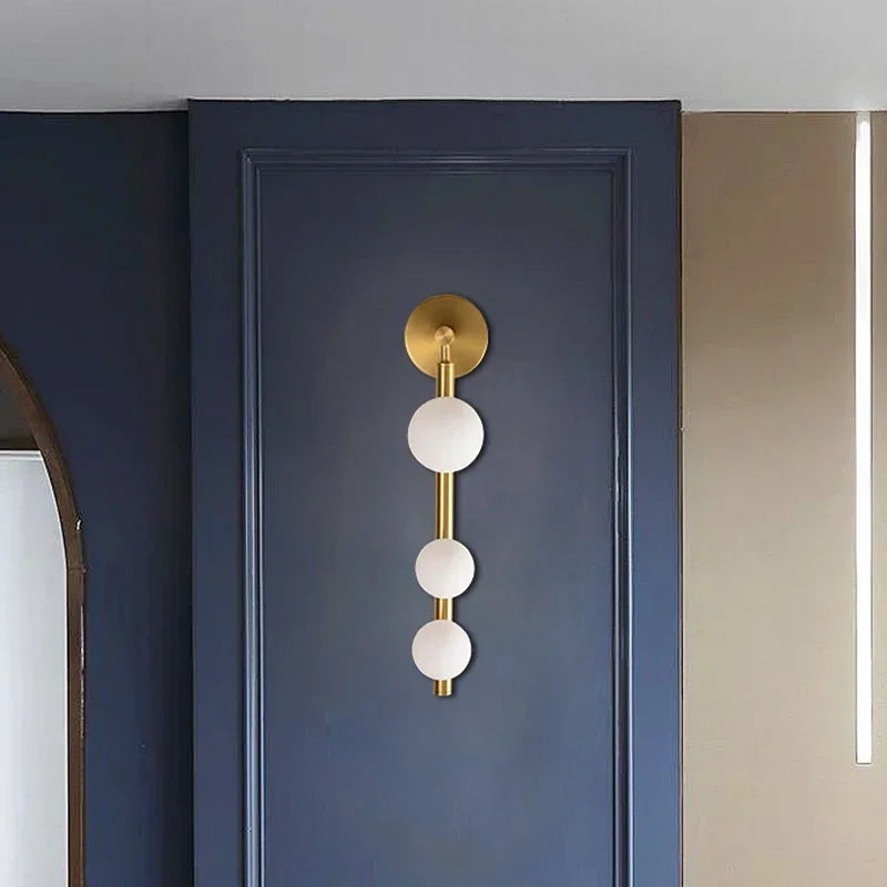 Afralia™ White Glass LED Wall Lights Gold/Black G9 Bulb Bedroom Sconce Surface Mount