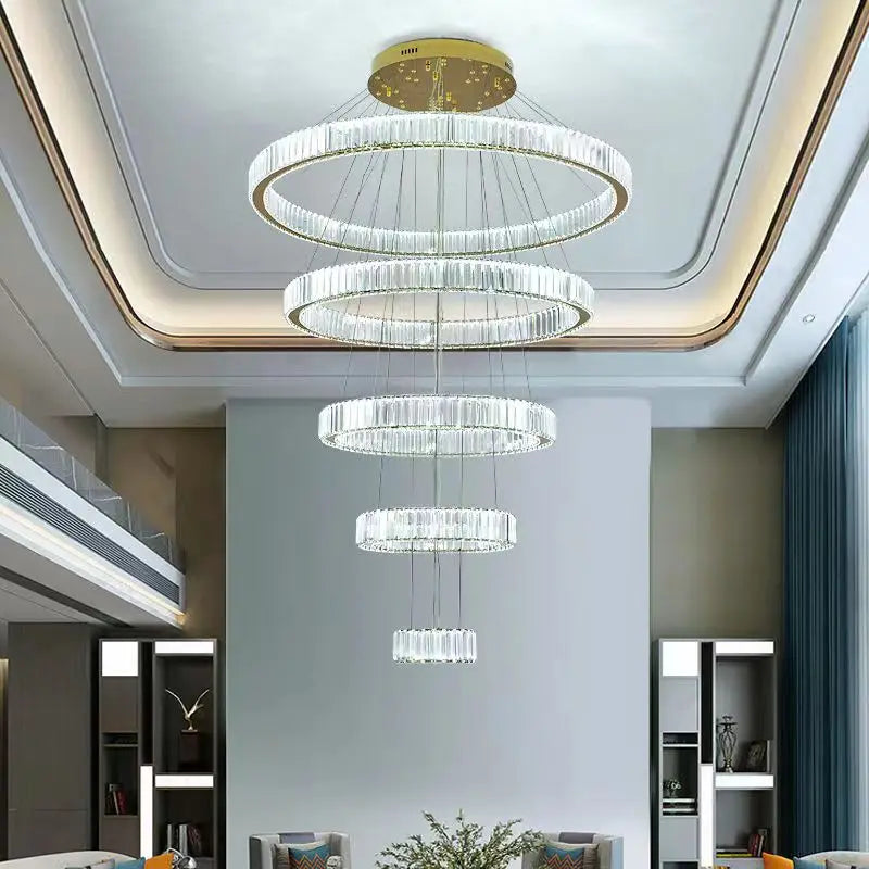 Afralia™ Crystal Chandelier: Modern Luxury Golden Lighting for Villa, Duplex Hall